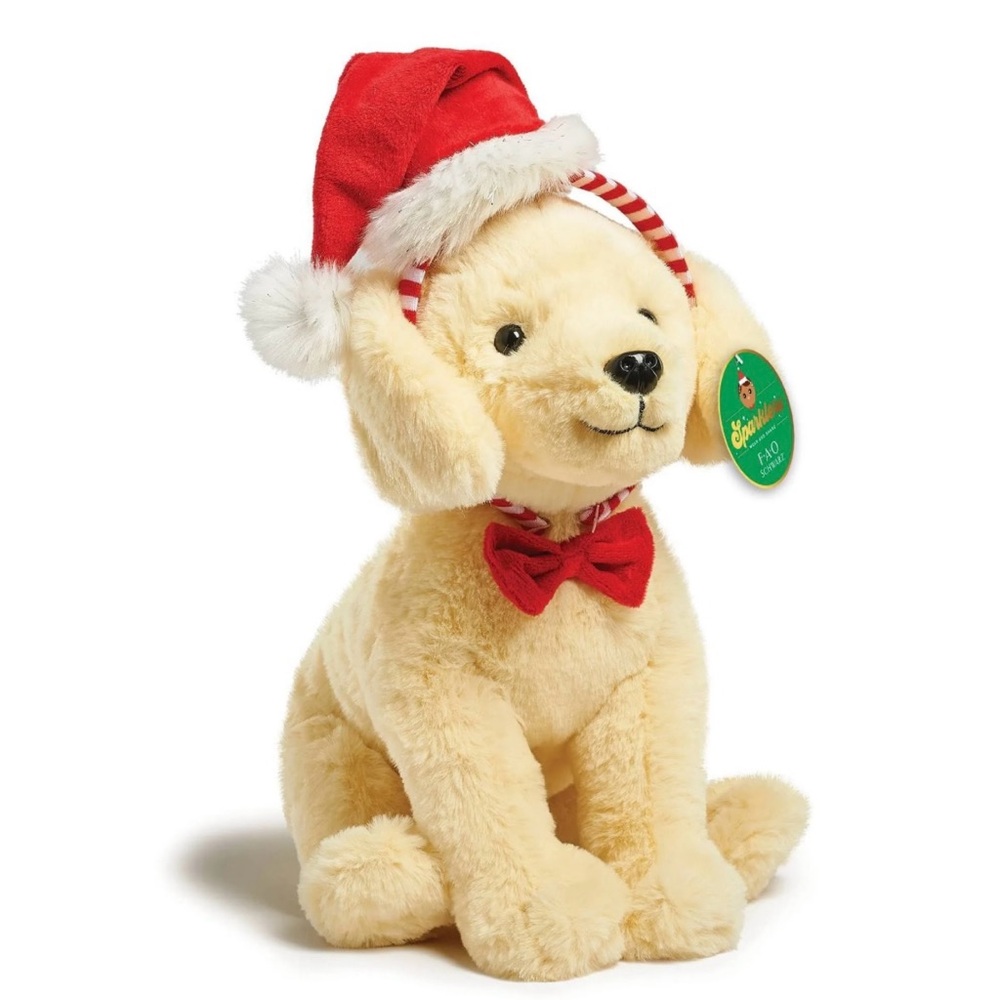 *NWT* FAO Schwarz Plush Yellow Labrador Retriever Dog with Removable Headband